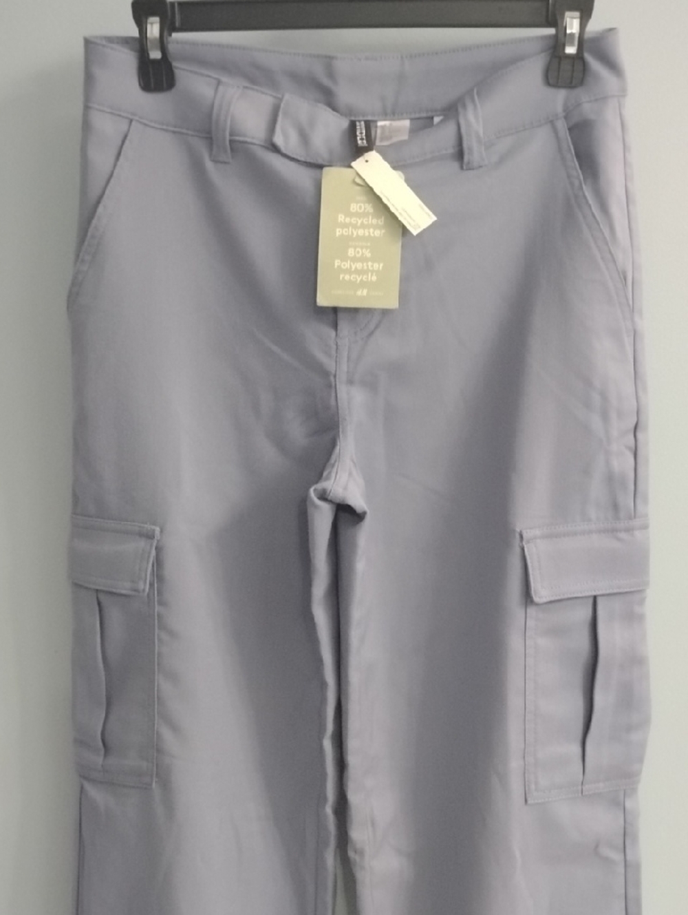 NWT H&M Divided Light Dusty Blue Cargo Pants with Flap Pockets Size 2